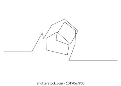 continuous line drawing of house, concept, logo, symbol, construction, vector illustration