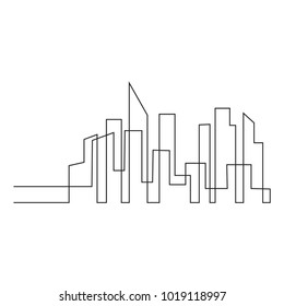 continuous line drawing of house, concept, logo, symbol, construction, vector illustration