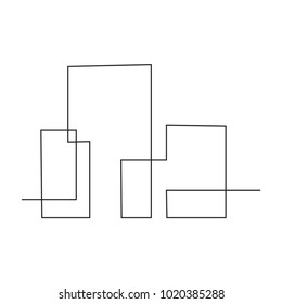 continuous line drawing of house, concept, logo, symbol, construction, vector illustration