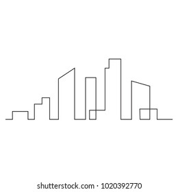 continuous line drawing of house, concept, logo, symbol, construction, vector illustration