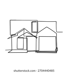 Ilustración de la casa de dibujo de línea continua