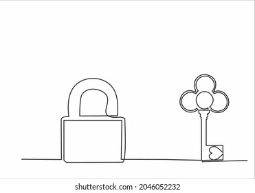 continuous line drawing of house keys, real estate concept, isolated on white background. vector