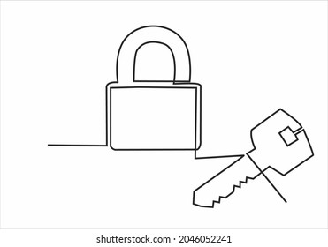 continuous line drawing of house keys, real estate concept, isolated on white background. vector