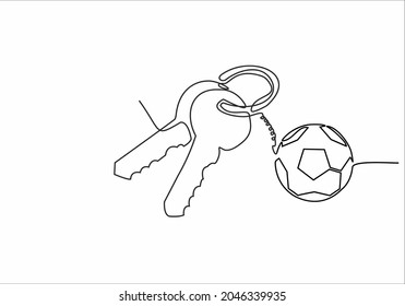 
dibujo continuo de las llaves de la casa con llave en forma de bola, concepto inmobiliario, aislado en fondo blanco. vector