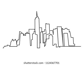 continuous line drawing of house, residential building concept, logo, symbol, construction, vector illustration simple.