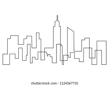continuous line drawing of house, residential building concept, logo, symbol, construction, vector illustration simple.