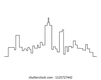 continuous line drawing of house, residential building concept, logo, symbol, construction, vector illustration simple.