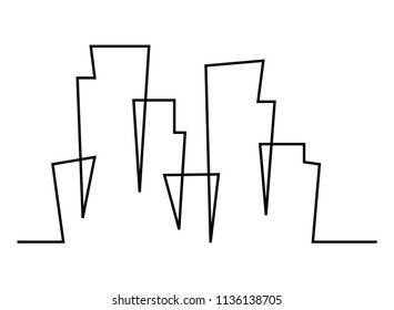 continuous line drawing of house,  residential building concept, logo, symbol, construction, vector illustration simple.