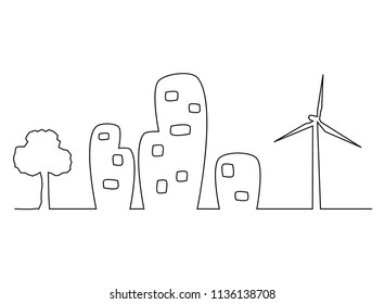 continuous line drawing of house,  residential building concept, logo, symbol, construction, vector illustration simple.