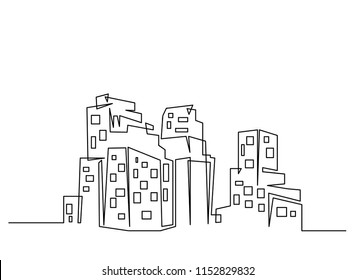 continuous line drawing of house,  residential building concept, logo, symbol, construction, vector illustration simple.
