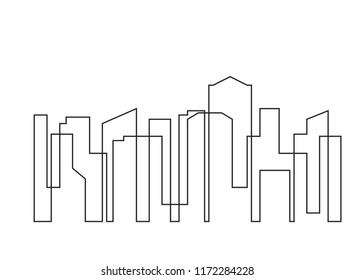 continuous line drawing of house,  residential building concept, logo, symbol, construction, vector illustration simple.