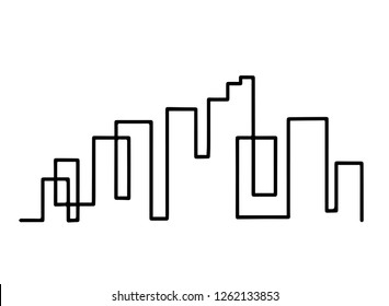 continuous line drawing of house,  residential building concept, logo, symbol, construction, vector illustration simple.