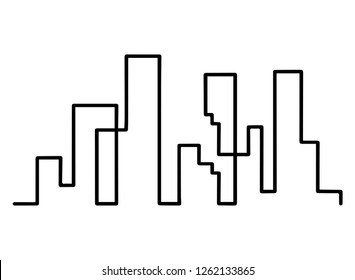 continuous line drawing of house,  residential building concept, logo, symbol, construction, vector illustration simple.