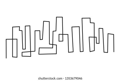 continuous line drawing of house,  residential building concept, logo, symbol, construction, vector illustration simple.