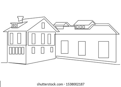 continuous line drawing of house,  residential building concept, logo, symbol, construction, illustration simple.vector