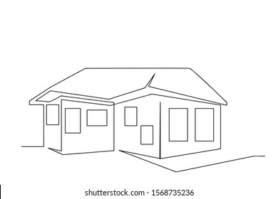 continuous line drawing of house,  residential building concept, logo, symbol, construction, illustration simple.vector