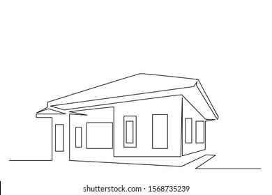 continuous line drawing of house,  residential building concept, logo, symbol, construction, illustration simple.vector