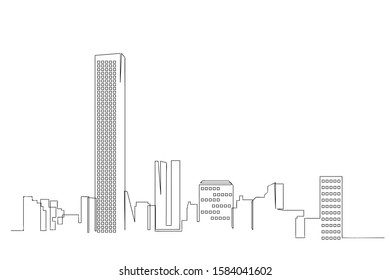 continuous line drawing of house,  residential building concept, logo, symbol, construction, vector illustration simple.