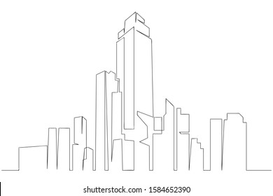 continuous line drawing of house,  residential building concept, logo, symbol, construction, illustration simple.vector