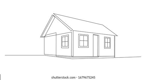 fortlaufende Linienzeichnung des Hauses, Wohnbaukonzept, Logo, Symbol, Bau, Illustration simple.Vektorillustration. eine Zeichnung eines Hauses. Wohnungszeichnung in Perspektive.