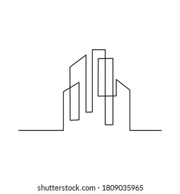 dibujo continuo de la casa, concepto de construcción residencial, logotipo, símbolo, construcción, ilustración vectorial simple.
