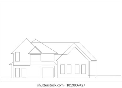 dibujo continuo de la casa, concepto de construcción residencial, logotipo, símbolo, construcción, ilustración vectorial simple.
