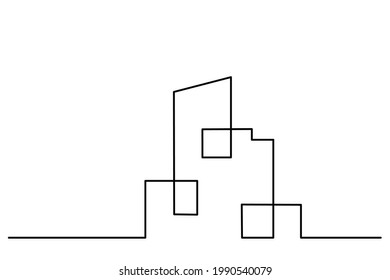 dibujo continuo de la casa, concepto de construcción residencial, logotipo, símbolo, construcción, ilustración vectorial simple.