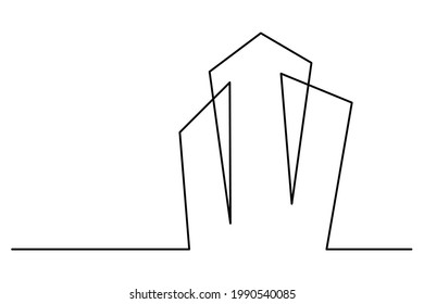 continuous line drawing of house,  residential building concept, logo, symbol, construction, vector illustration simple.