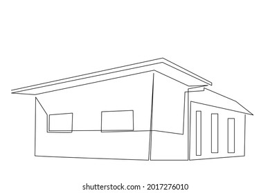 dibujo continuo de la casa, concepto de construcción residencial, logotipo, símbolo, construcción, ilustración vectorial simple.