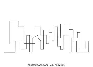 continuous line drawing of house, residential building concept, logo, symbol, construction, vector illustration simple.