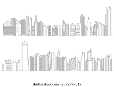 Continuous line drawing of house and residential building concept with a panoramic view