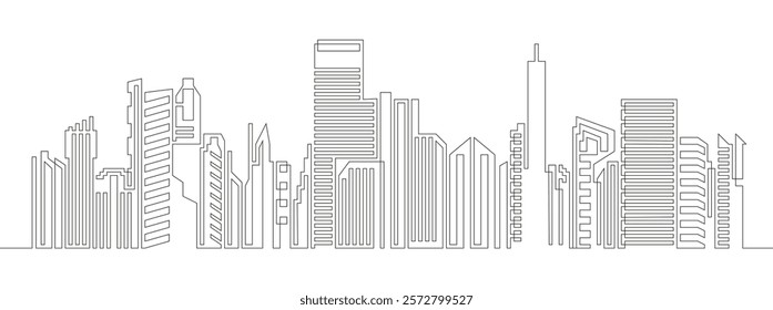 Continuous line drawing of house and residential building concept with a panoramic view