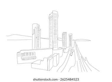 Continuous line drawing of house, residential building concept, logo, symbol, construction, vector illustration simple. Hand made vector not Al