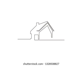 continuous line drawing of house vector