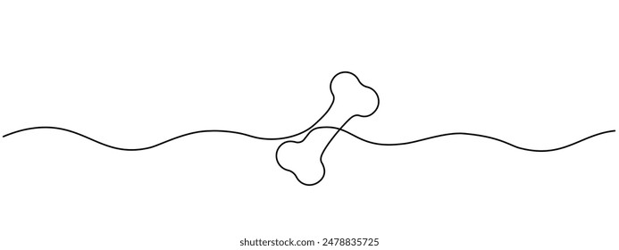 Continuous line drawing of human bone, or dog bone. Vector illustration drawn with one editable line