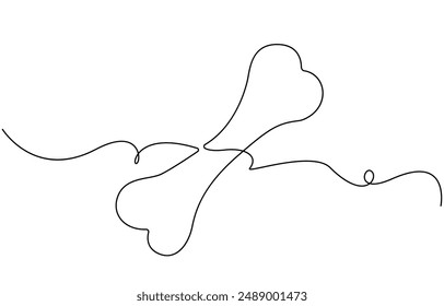 
Continuous line drawing of human bone. Line art of dog bone. One line drawing background. Vector illustration. Simple human bone line art vector illustration