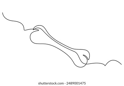 
Continuous line drawing of human bone. Line art of dog bone. One line drawing background. Vector illustration. Simple human bone line art vector illustration