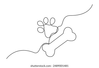 
Continuous line drawing of human bone. Line art of dog bone. One line drawing background. Vector illustration. Simple human bone line art vector illustration