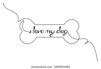 
Continuous line drawing of human bone. Line art of dog bone. One line drawing background. Vector illustration. Simple human bone line art vector illustration