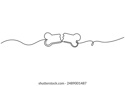 
Continuous line drawing of human bone. Line art of dog bone. One line drawing background. Vector illustration. Simple human bone line art vector illustration