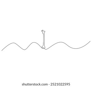 Continuous line drawing of human bone. Line art of bone One line drawing background Vector illustration.