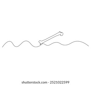 Continuous line drawing of human bone. Line art of bone One line drawing background Vector illustration.