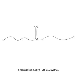 Continuous line drawing of human bone. Line art of bone One line drawing background Vector illustration.