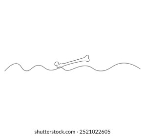 Continuous line drawing of human bone. Line art of bone One line drawing background Vector illustration.