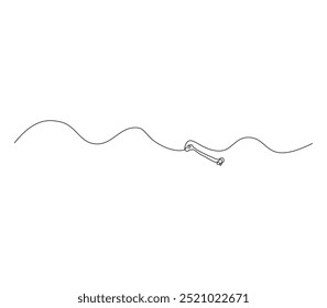 Continuous line drawing of human bone. Line art of bone One line drawing background Vector illustration.