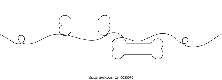 Continuous line drawing of human bone. Line art of dog bone. One line drawing background. Vector illustration. EPS 10 . 