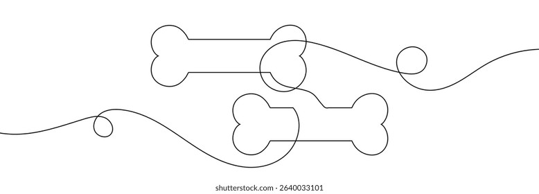 Continuous line drawing of human bone. Line art of dog bone. One line drawing background. Vector illustration. EPS 10 . 