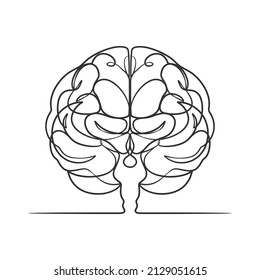 Continuous line drawing of a human brain, Human brain one line drawing minimalist design