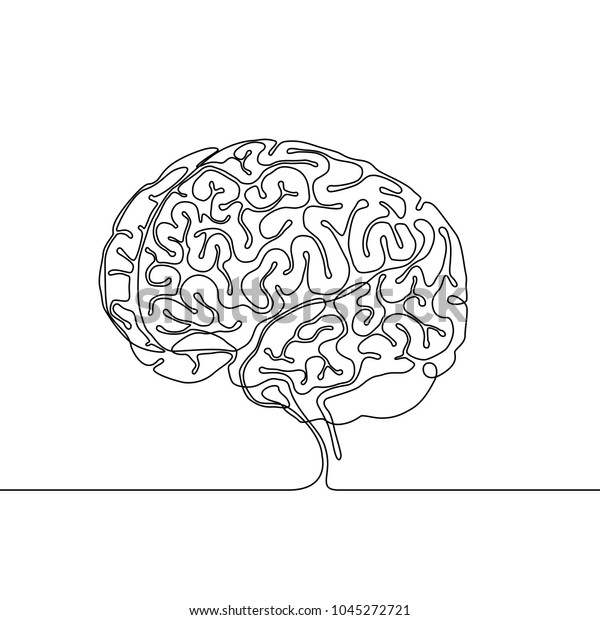 Continuous Line Drawing Human Brain Gyri Stock Vector Royalty Free