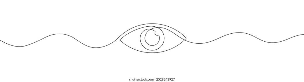 Continuous line drawing of human eye icon. One line drawing. Single line art. Vector illustration.